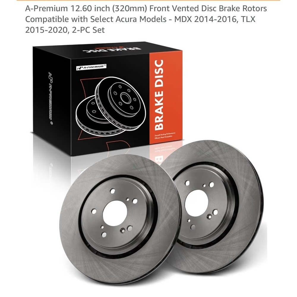 A-Premium APBRR623 Front Vented Brake Rotors Acura MDX 2014-2016 TLX 2015-2020